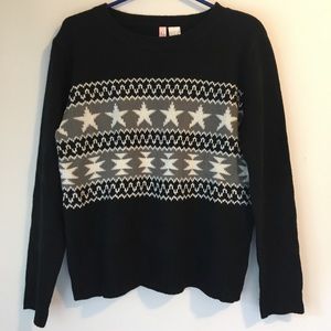 Confess Star Black White Gray Sweater, L